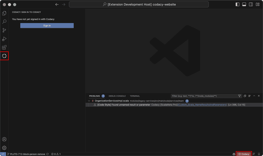 Codacy main view